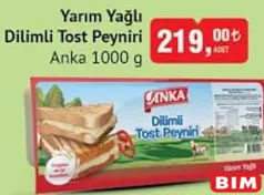 ANKA YARIM YAĞLI DİLİMLİ TOST PEYNİRİ 1000 G
